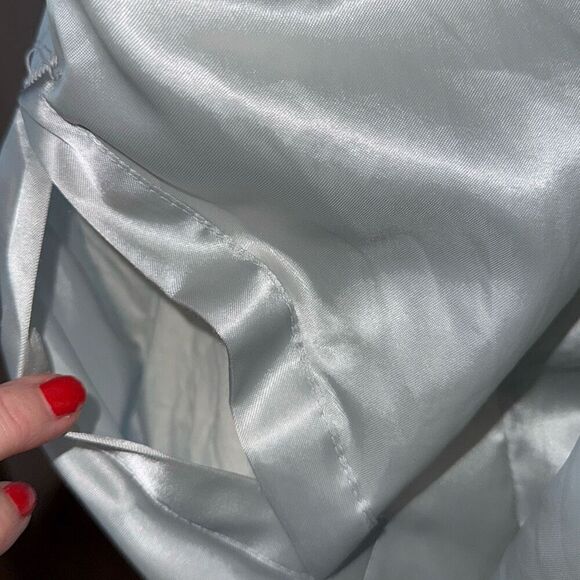 Vintage Satin Silver Gray Striped Rare Eagle Patch Nylon Bomber Jacket Men’s Lar - Picture 8 of 13